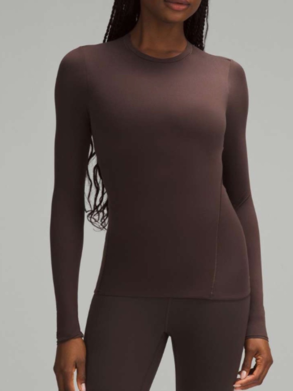 Lululemon Wundermost Ultra-Soft Nulu Crewneck Long Sleeve Espresso